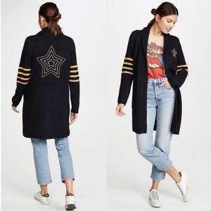 Mother The Hip Cardigan in Seeing Stars Size XS Black Baby Alpaca Wool Metallic